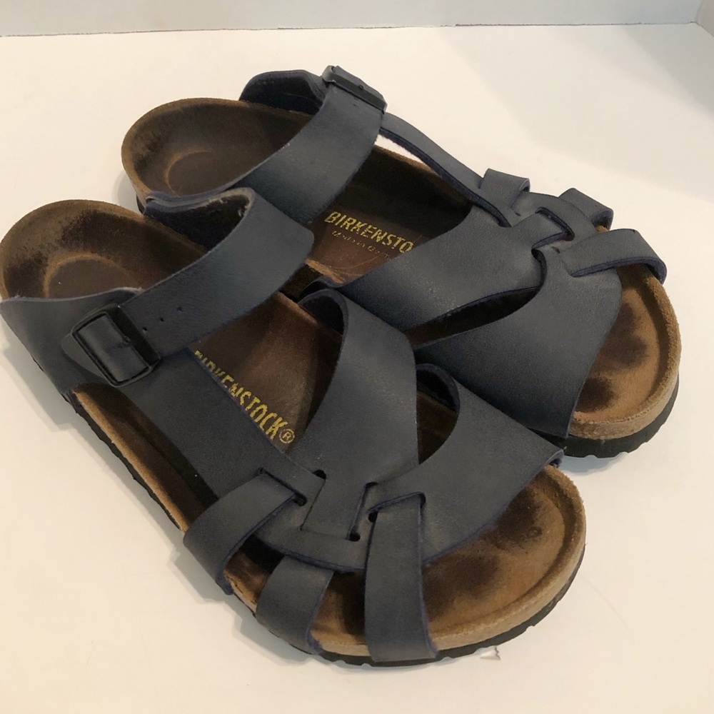 Birkenstock PISA Blue Strap Shoe Sz 39 Sz 8 Women Summer Trend Footbed Sandals - Picture 1 of 8